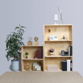 삼나무 원목 와이드 3단 넓은 책장 수납장 DIY