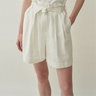 blank03 [블랭크03] linen tuck short pants (off white)