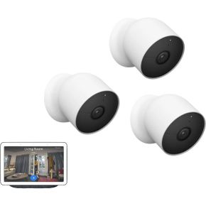 미국 구글 카메라 Google Nest Cam Battery Wireless Outdoor Camera and Screen Bundle Triple