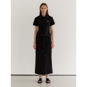 Lining long sweat skirt_Black