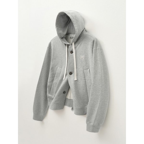 테오 코튼 올 데이 후드 집업_멜란지 그레이