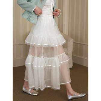 쎄무아듀 Cest_Mesh layer see through skirt