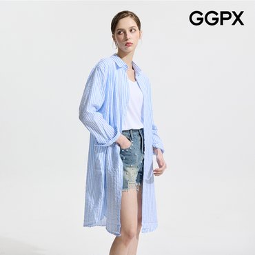 GGPX 시어서커 스트라이프 롱 셔츠 (GP4SH046F)