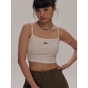 Logo-embroidered sleeveless cropped tank top