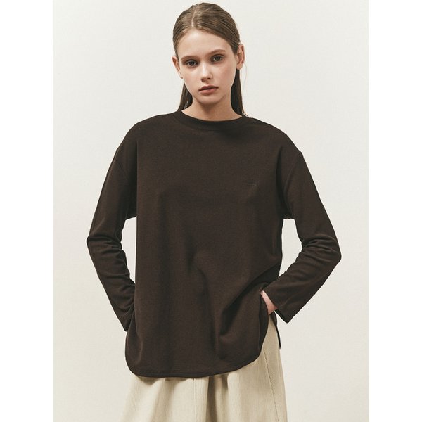WARM LAYERED LONG SLEEVE TSHIRT_BROWN