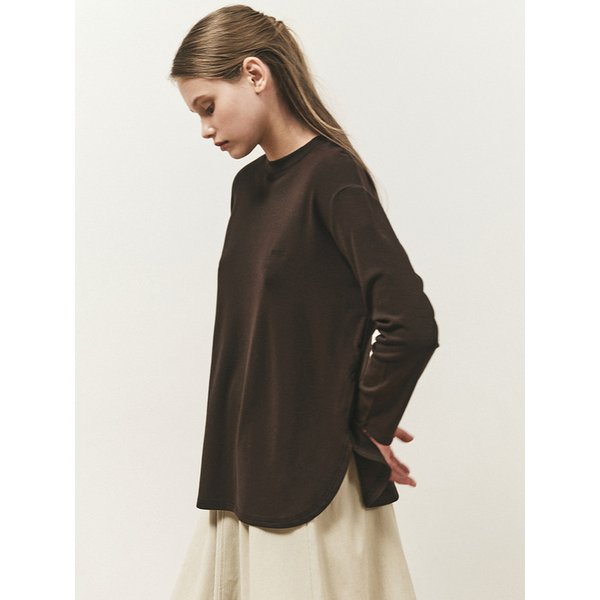 WARM LAYERED LONG SLEEVE TSHIRT_BROWN