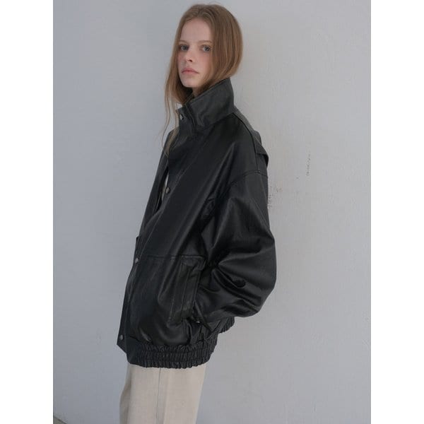 시티 스냅 오버핏 레더블루종(Black)