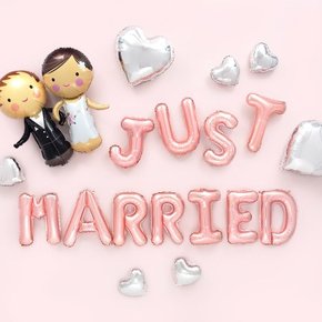 웨딩파티 장식세트 [신랑신부 Just Married 로즈골드]_(12023742)