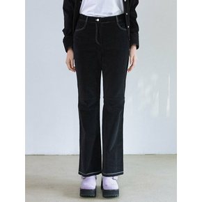 STITCH VELVET FLARE PANTS_BLACK