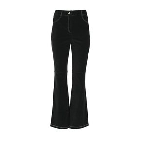 STITCH VELVET FLARE PANTS_BLACK