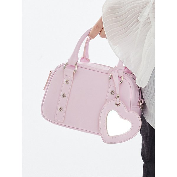 [리퍼브] 하트 미러 버클 미니 토트 크로스백 _ 핑크