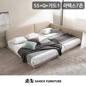 SAMICK 루시 슬림형 저상형 패밀리 침대 SS+Q(라텍스 7존 독립 매트리스)+가드1