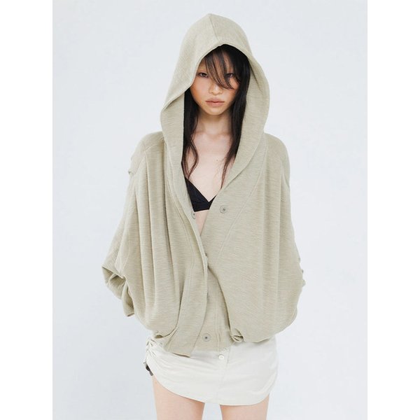 GATHERED VOLUME HOODED JACKET SAND