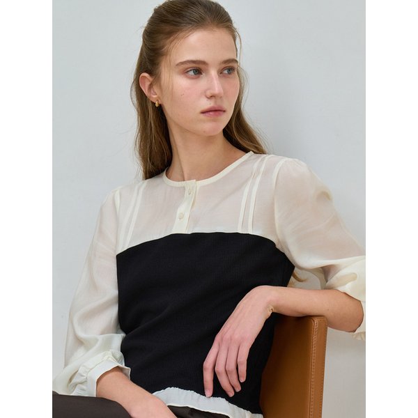 플로에 핀턱 뷔스티에 블라우스 아이보리 J1928