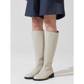 Emel leather round long boots - ivory