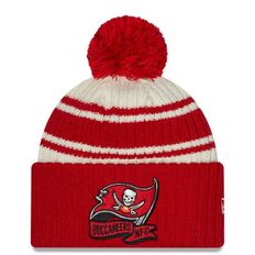 [해외] 1077747 NFL [탬파베이 버커니어스] 2022 Sideline Sport Cuffed Pom Knit Hat Cream/Red