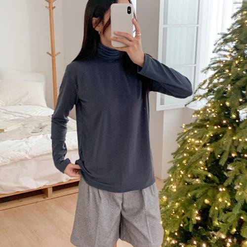 옷자락 / 시즌오프 목폴라 데일리룩 이너티 스판 겨울 긴팔 티