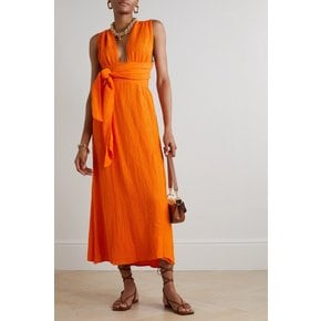 Tropiques convertible crinkled linen-blend maxi dress 오렌지 1647597347602080