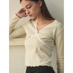 ROSE V-NECK T-SHIRT_BEIGE