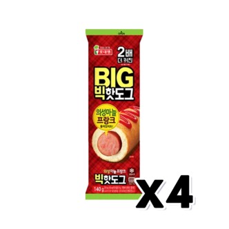  롯데 2배 더 커진 빅핫도그 간편간식 140g x 4개