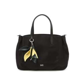 DCBA5F523BK [MISTY FLOWER] 블랙 플라워 참장식 나일론 토트백 M