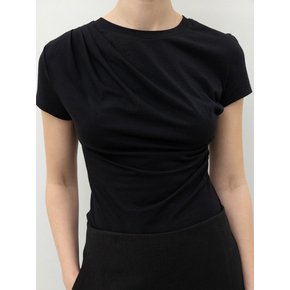 Draping Short-Sleeved T-Shirts_Black