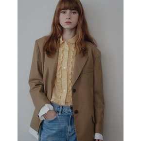 Round collar Frill Shirts - Yellow