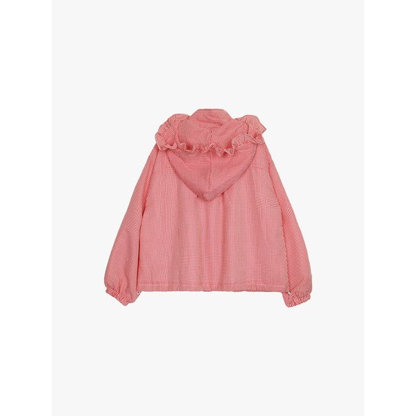 LACE STRING CHECK WINDBREAKER_RED