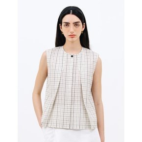 tuck sleeveless blouse_check black