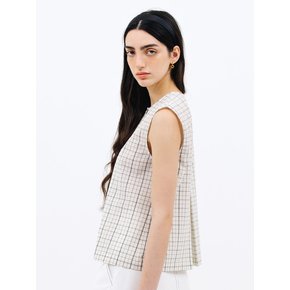 tuck sleeveless blouse_check black