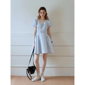 Cest_Sweet ribbon puff sleeve dress