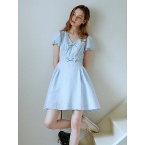 Cest_Sweet ribbon puff sleeve dress