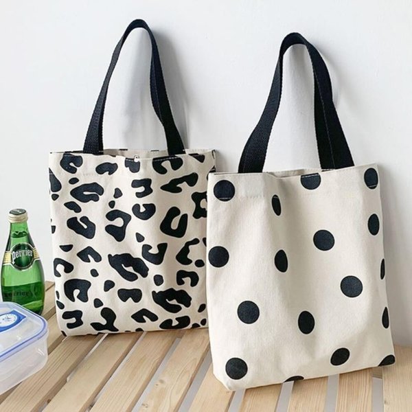[옷자락] 여성 레오파드 도트 아담사이즈 캔버스 캐주얼 가방