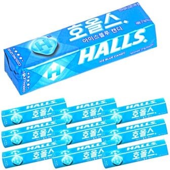 텐바이텐 HALLS 호올스 스틱 멘톨 사탕 졸음방지 캔디 아이스블루 10개