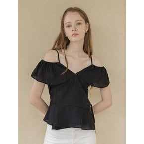 Off Shoulder Wrap Blouse Black