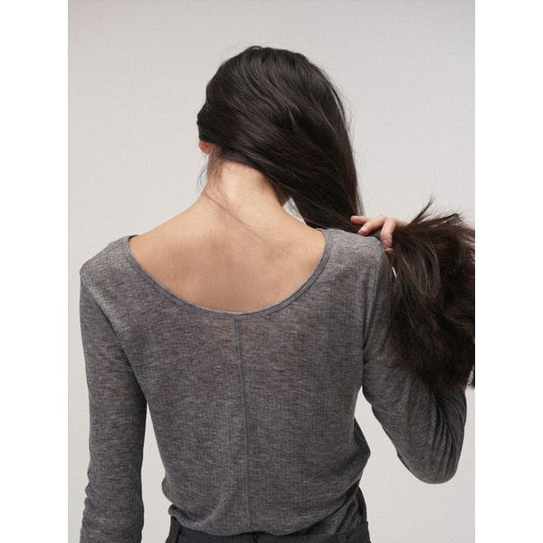 Wool boat neck T (Grey)