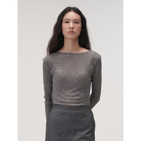 Wool boat neck T (Grey)