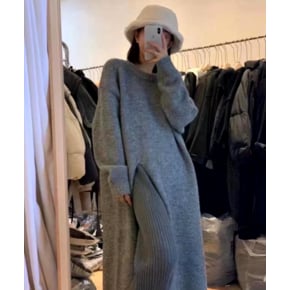 롱니트 앞트임 롱스웨터 레이어드원피스
