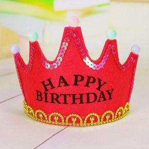 LED 왕관 램프 생일축하 머리띠(레드)