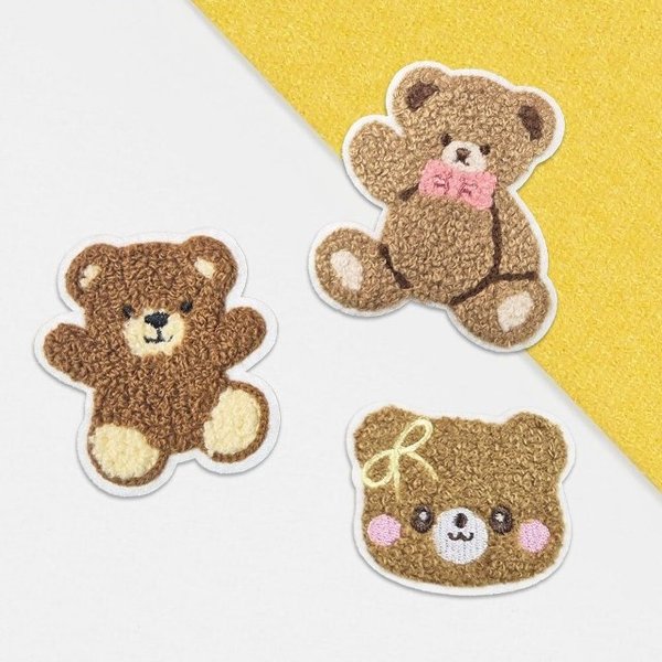 패브릭 전용 열부착 디자인 자수 패치 테디베어(T) (WFJJ4DS)