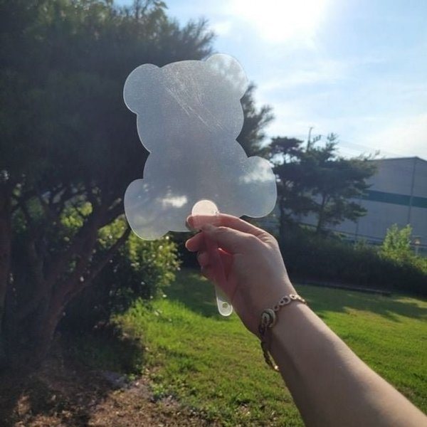 투명 인기 DIY 무지 부채 감성 곰돌이 원형 2종 어린 (WFJ9D3I)