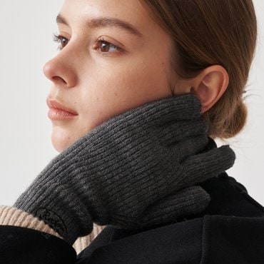 리끌로우 KNIT LOGO GLOVE CHARCOAL