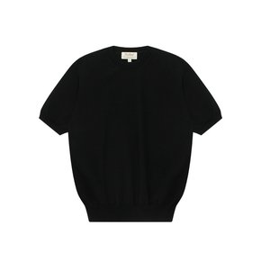 Essential Short Sleeve Round Knit (Black)