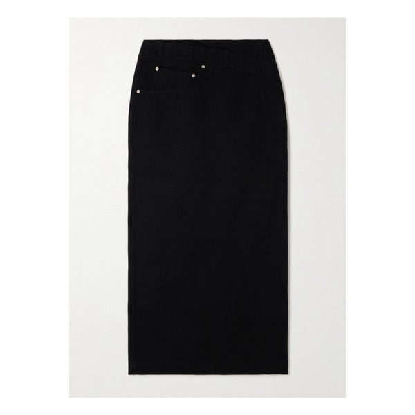 데님 미디 스커트 블랙 1647597340562850