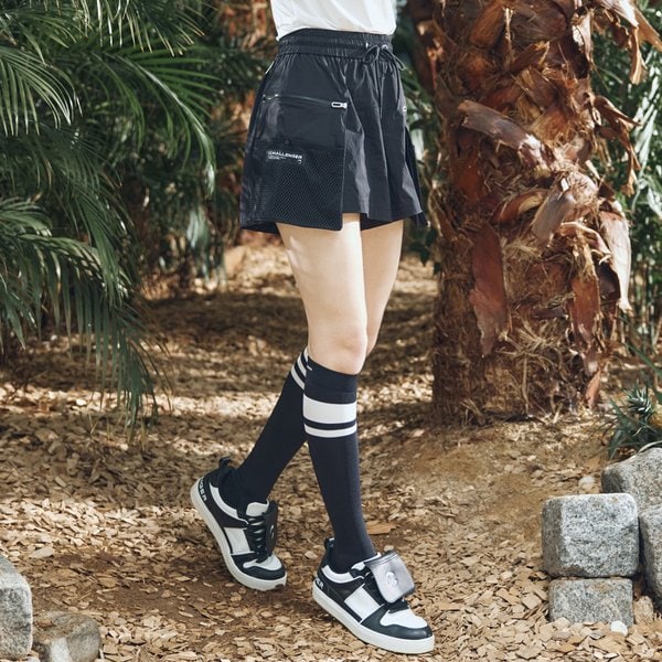 [부산점] 탈부착 메쉬빅포켓 허리스트링 여성 큐롯형 반바지 블랙_CHD2WHP0684BK