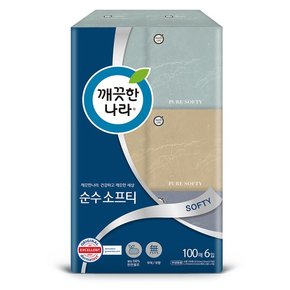 순수 소프티 미용티슈 100매 6입 1팩