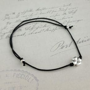 HEART CLOVER SILVER 925 bracelet 행운의 하트 네잎클로버 데일리 실버 블랙끈팔찌_P431274645