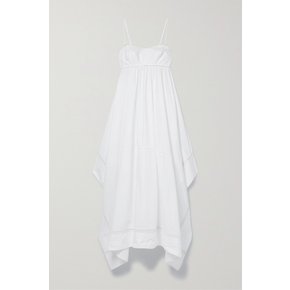 Blanca Asymmetric Crochet-trimmed Cotton Maxi Dress 화이트