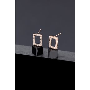 Onyx Void Cubic Stud Earrings