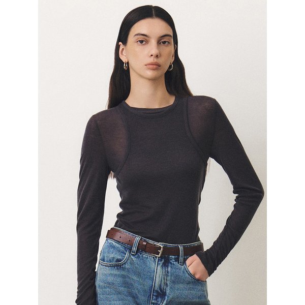 레이어드 긴팔 티셔츠_CHARCOAL